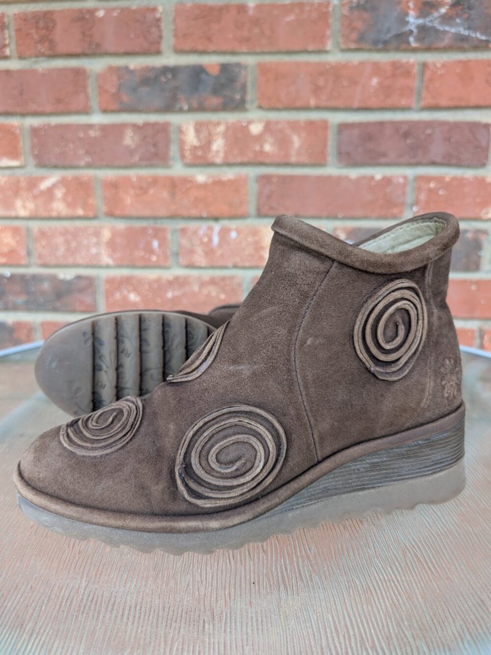 Women's Fly London Brown Leather Ankle Boots Size 7.5